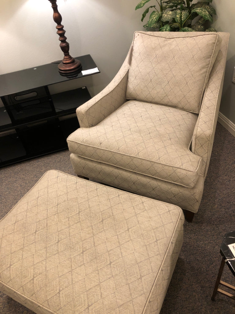 Gray Fabric Chair with Ottoman by Ballard Design (2 available)