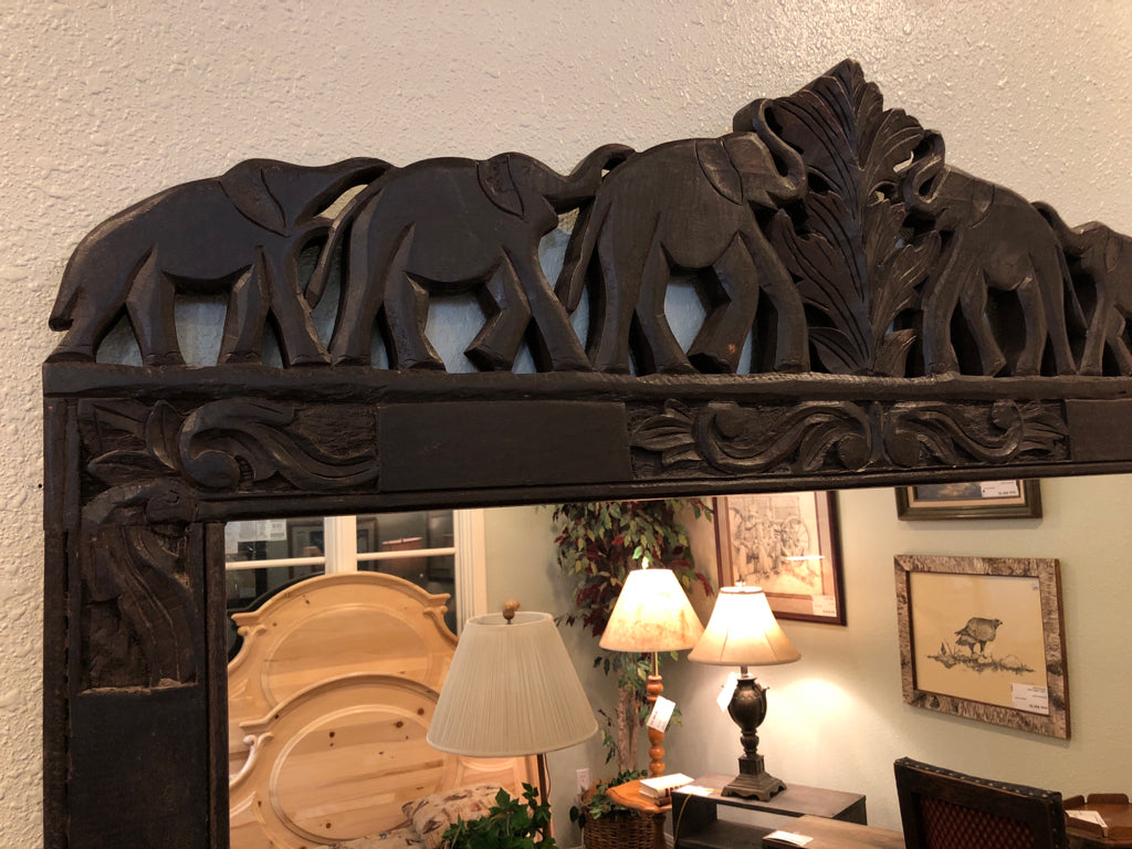 Large Mirror with Black Elephant Frame