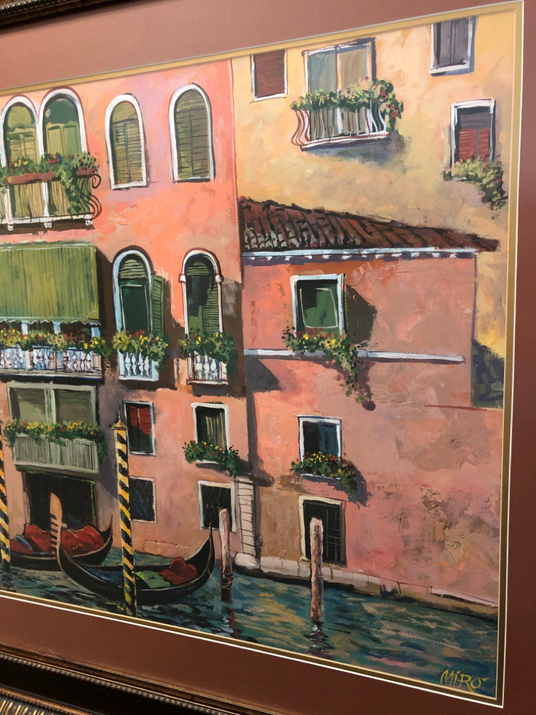 Colorful Scene of Homes and Gondolas by a Canal in Venice, Italy