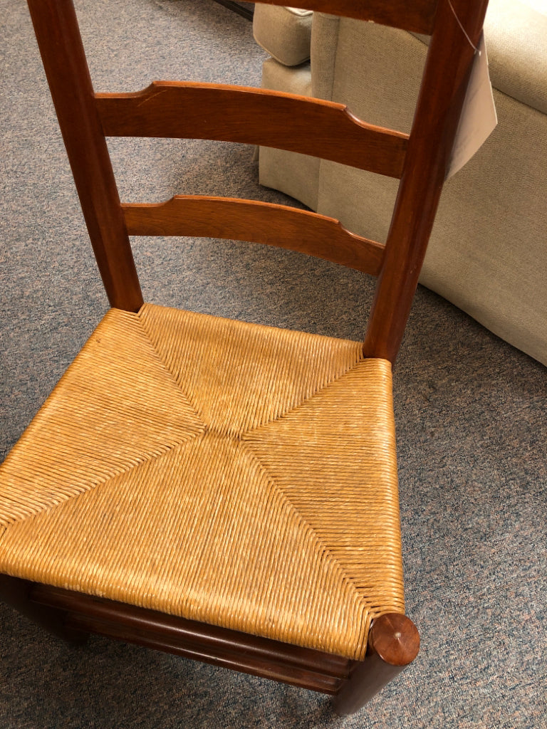 Straight-Back Wooden Chair w/Wicker Seat