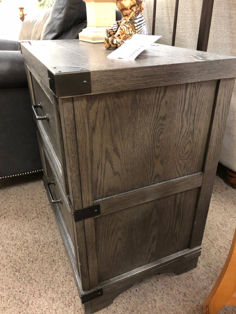 Gray Night Stand with Electrical Connections