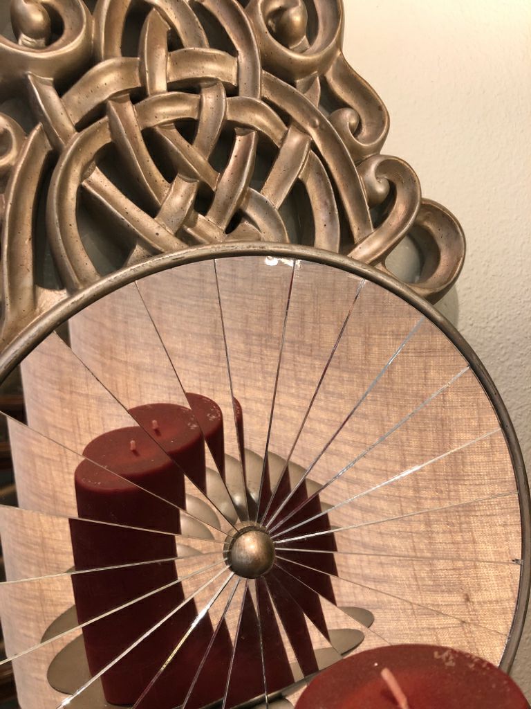 Candle Holder w/ Mirror (small chip at top) from the Bombay Company