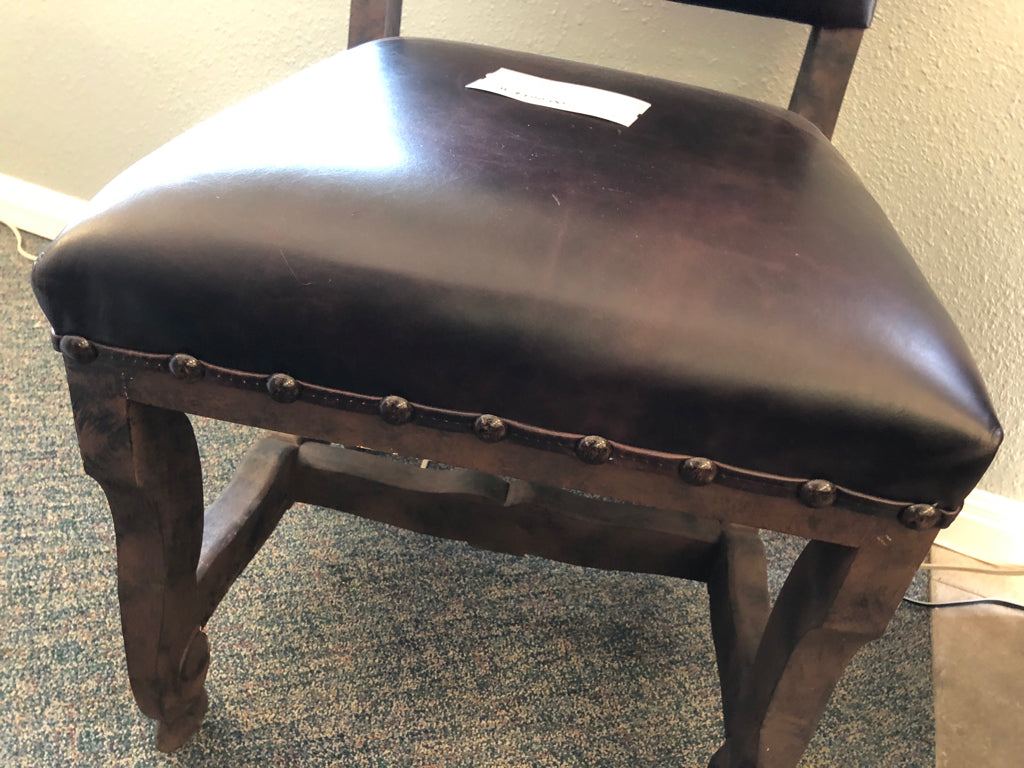 Leather, Wood & Cloth Chair
