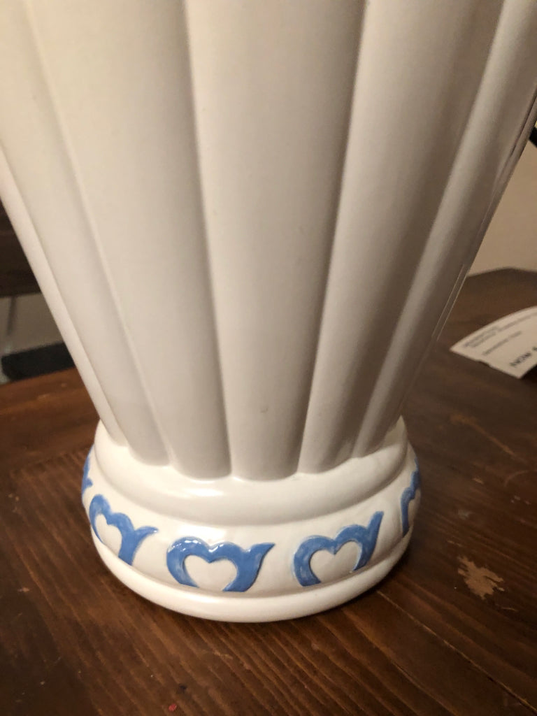 White Lamp with Blue Heart Accents
