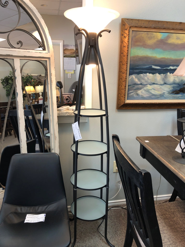 Torchiere Floor Lamp with 4 Glass Shelves