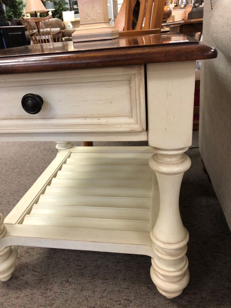 Cream & Light Wood End Table from Haverty's