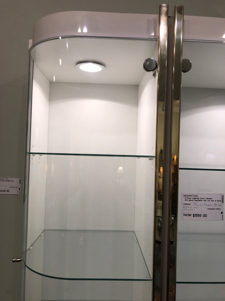 3 Piece Lighted Curio Cabinet