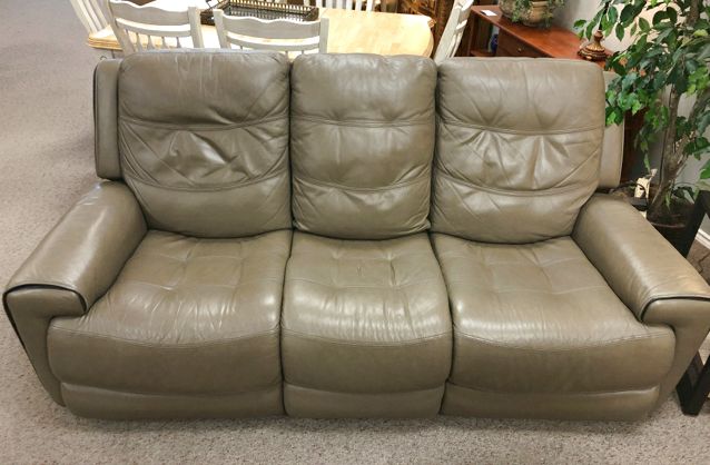 Beige Leather Double Electric Recliner