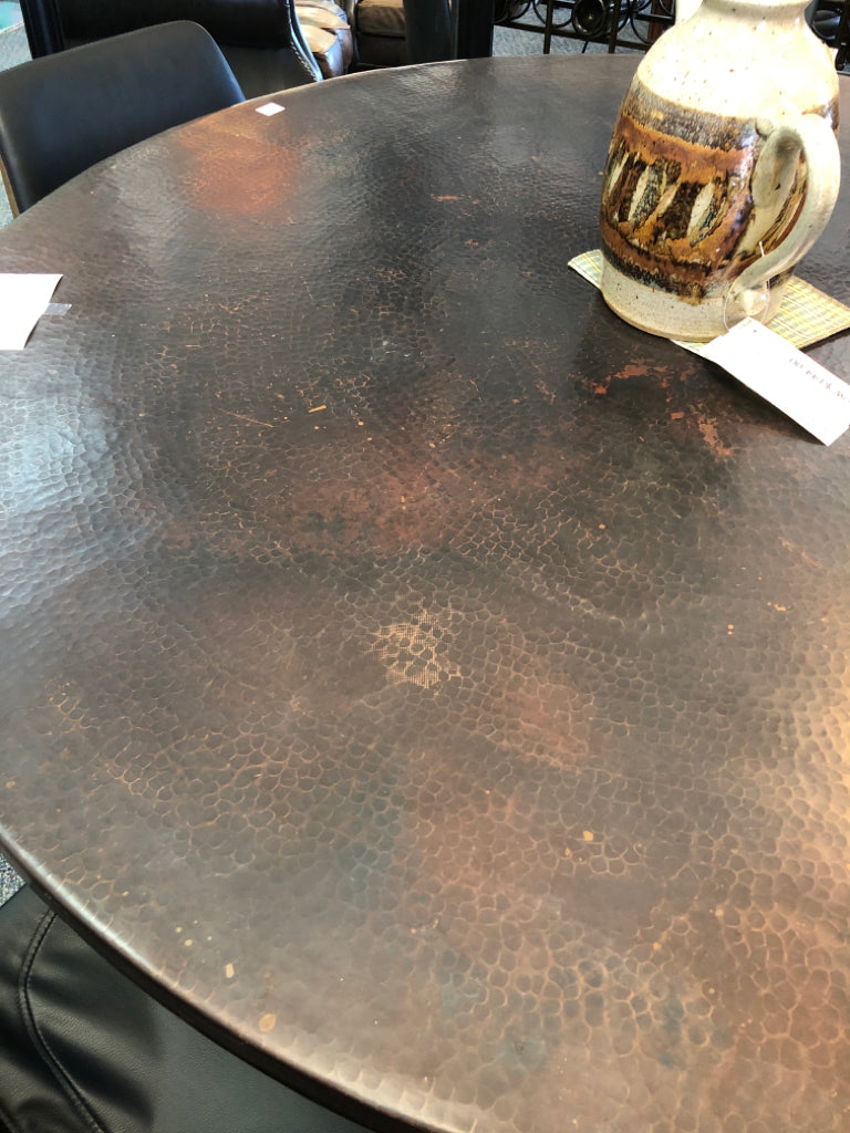 Round Brown Metal Top Table (Very Heavy)