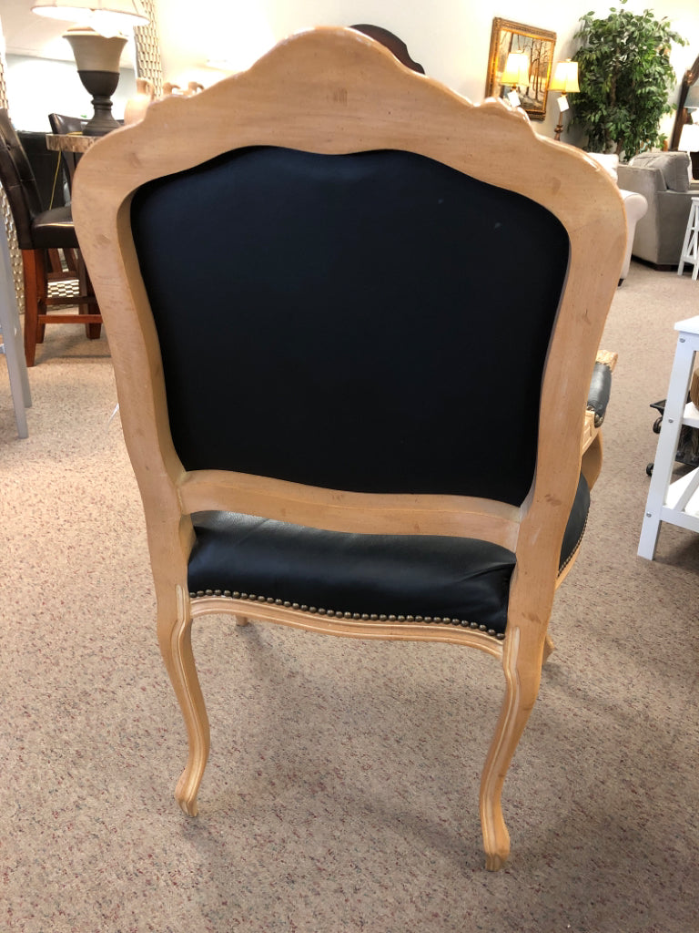 Light Wood Chair with Black Leather