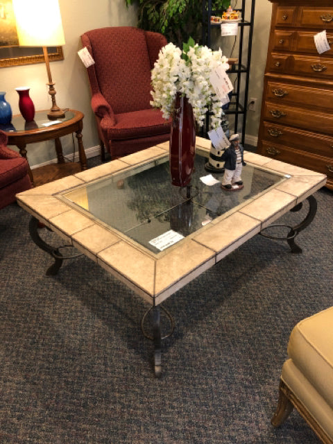 Coffee Table with Stone and Glass top