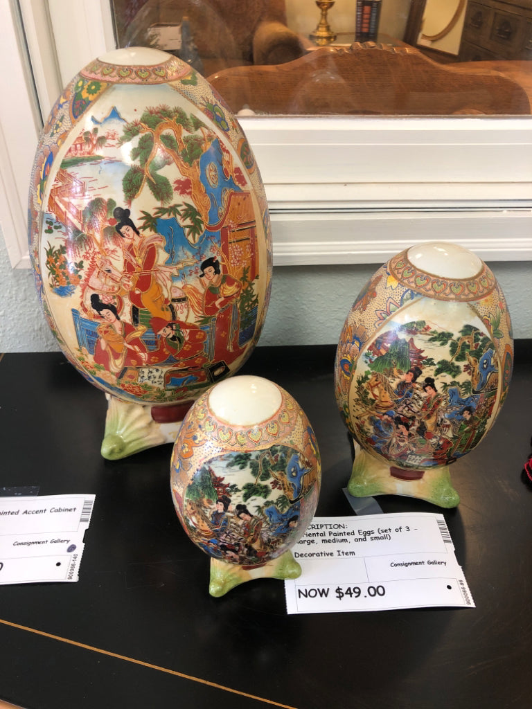 Oriental Painted Eggs (set of 3 - large, medium, and small)