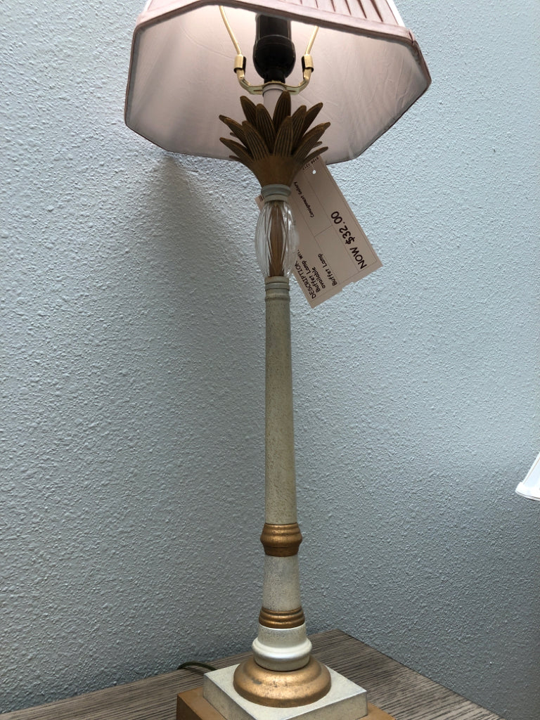 Buffet Lamp with Gold & Beige Base (2 available)