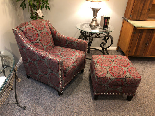 Gray Chair & Ottoman with Red Circles