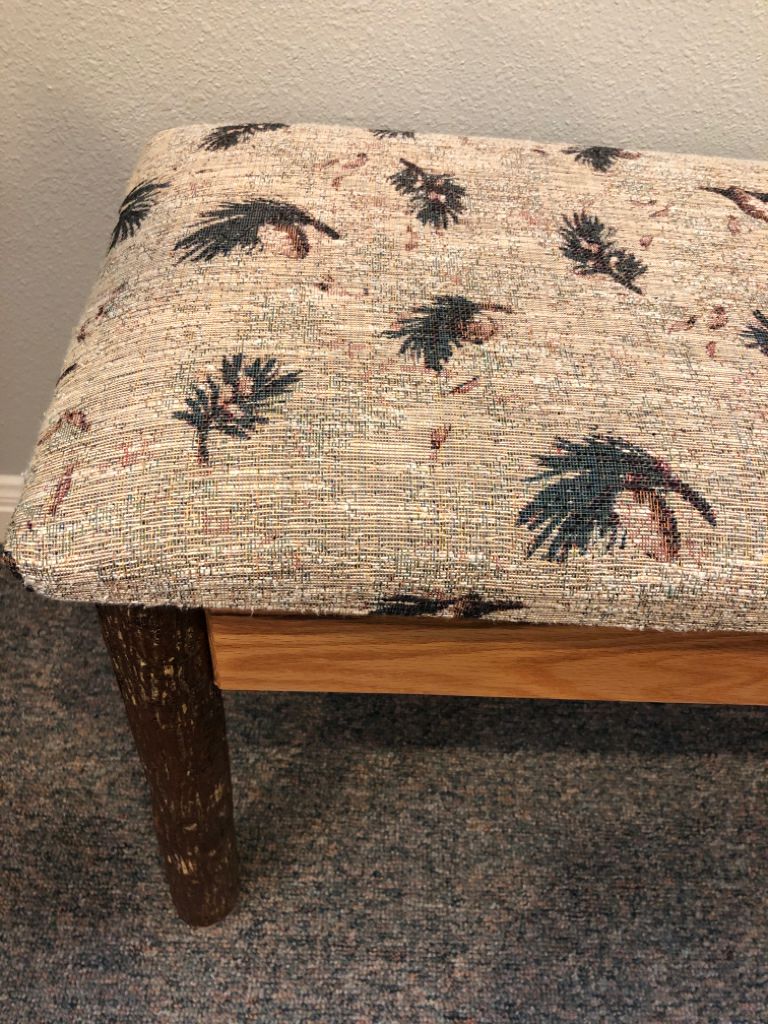 Upholstered Bench in Pinecone Print Fabric