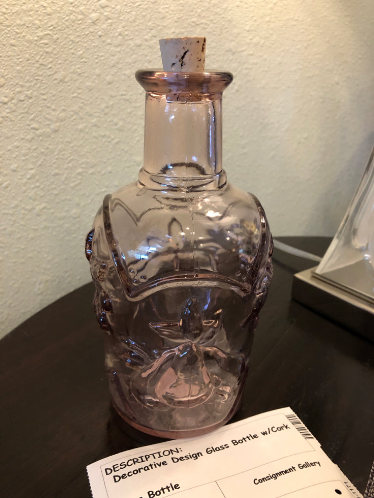 Decorative Design Glass Bottle w/Cork