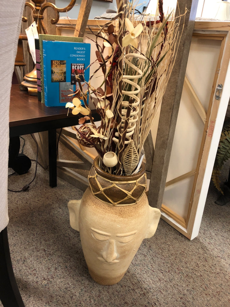 Large Vase with Face & Twigs