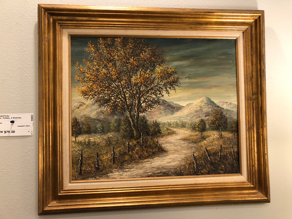 Tree, Pathway, & Mountains Canvas