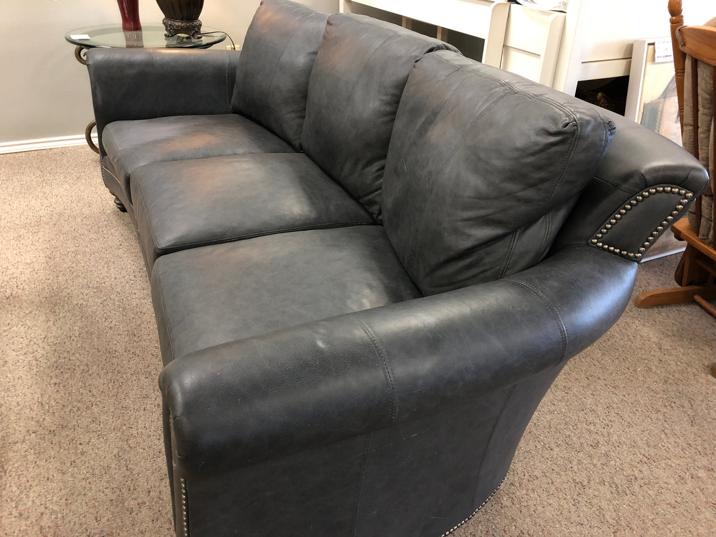 Bradington Young richardson Charcoal Black Leather Sofa (Originally $4559)