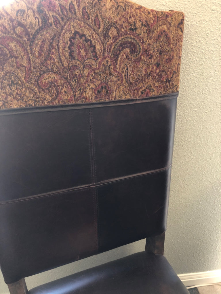 Leather, Wood & Cloth Chair