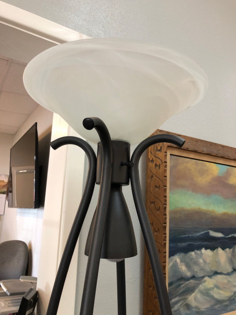 Torchiere Floor Lamp with 4 Glass Shelves