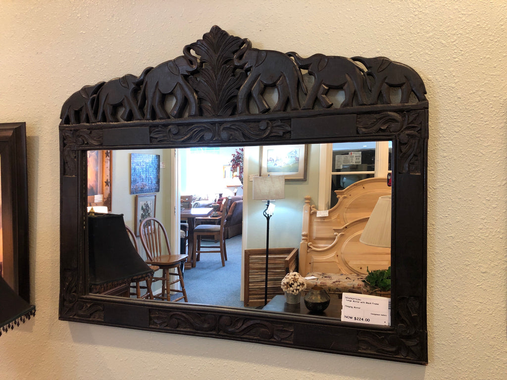 Large Mirror with Black Elephant Frame
