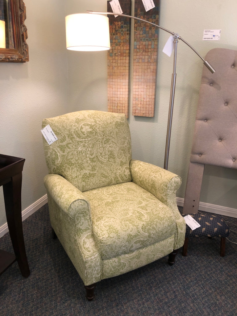 Light Green Paisley Recliner Ethan Allen