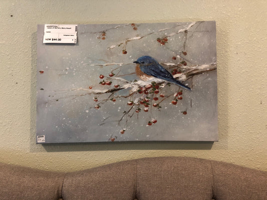 Canvas of Bird on a Berry Branch