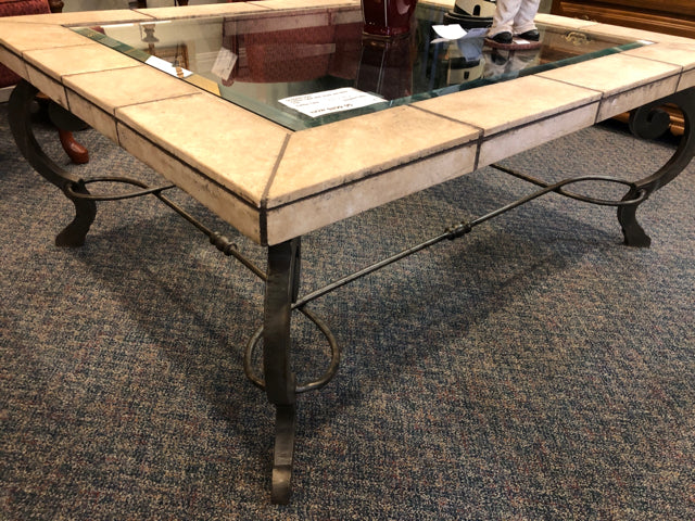 Coffee Table with Stone and Glass top