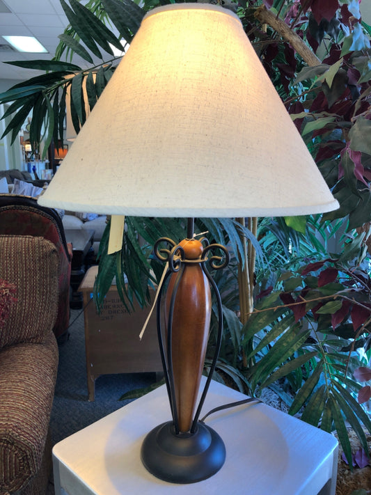 Table Lamp with Wooden & Metal Base