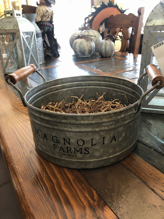 Small Metal "Magnolia" Container with Handles