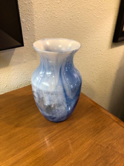 Blue and White Glass Vase