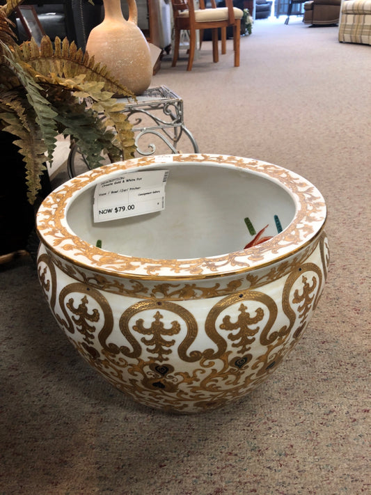 Ornate Gold & White Pot
