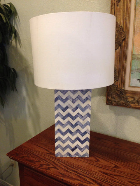 Blue & White ZigZag Table Lamp (Never Used)