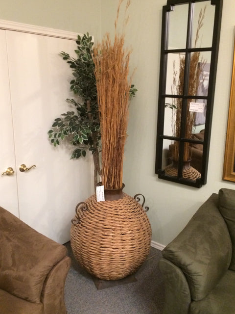 Large Wicker Pot with Sticks