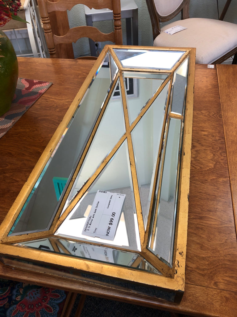 3-D Mirror with Gold Outline