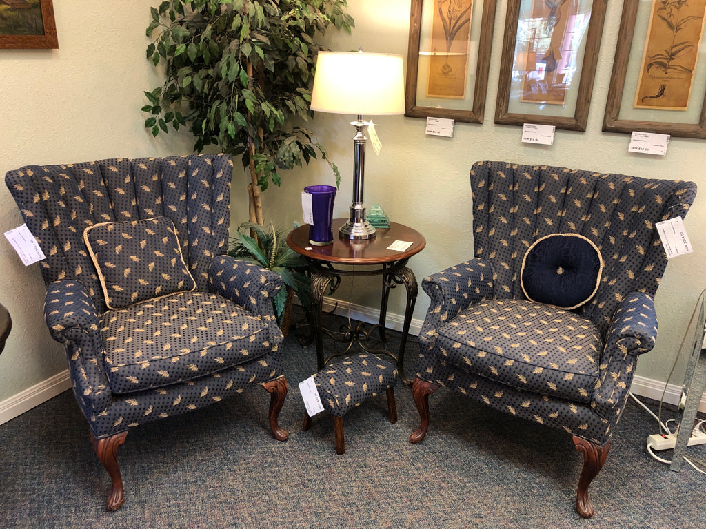 Blue Wingback Chair (2 available)
