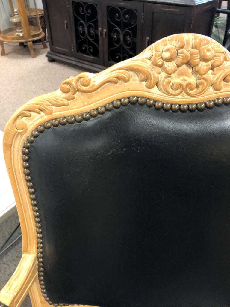 Light Wood Chair with Black Leather