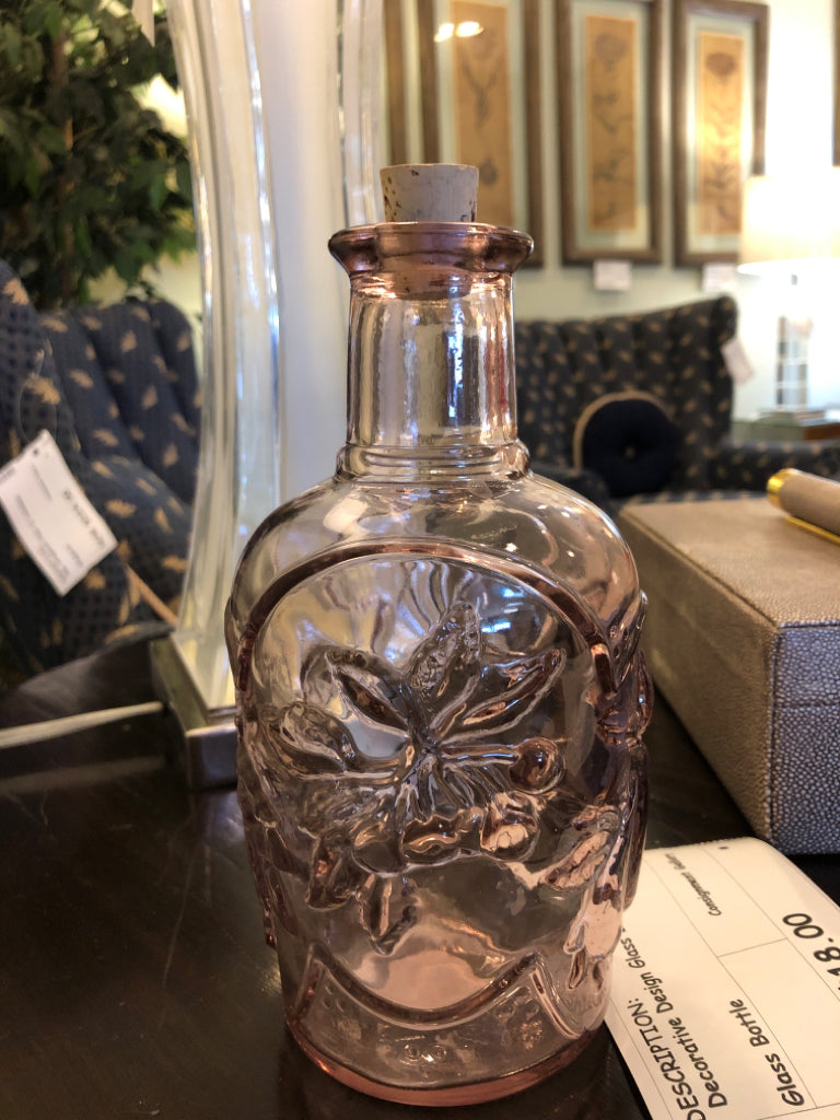 Decorative Design Glass Bottle w/Cork
