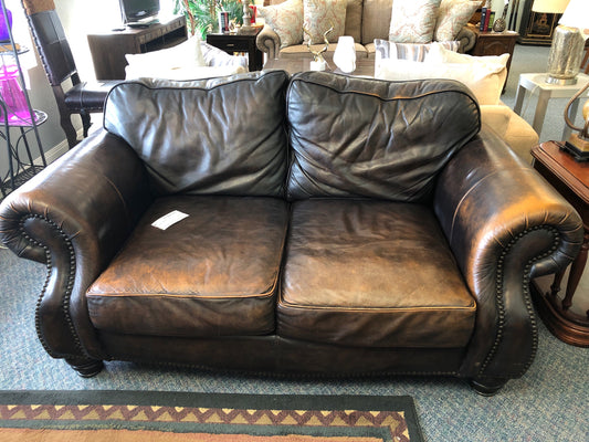 Brown Leather Love Seat (Haverty's)
