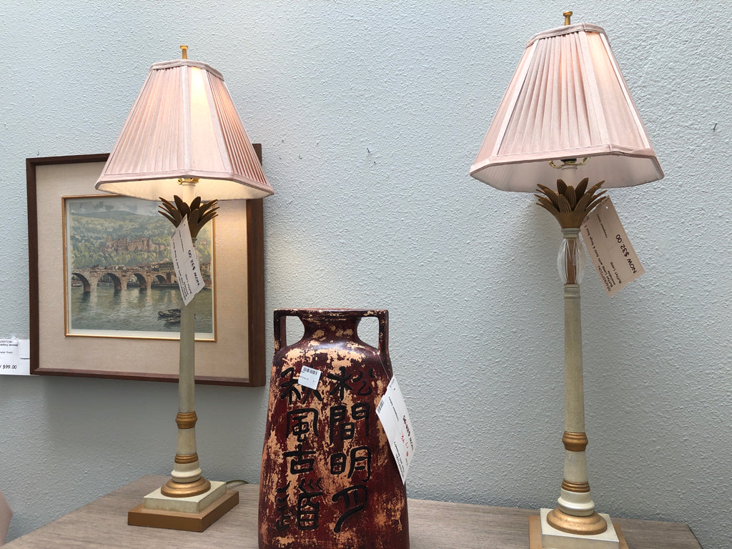Buffet Lamp with Gold & Beige Base (2 available)