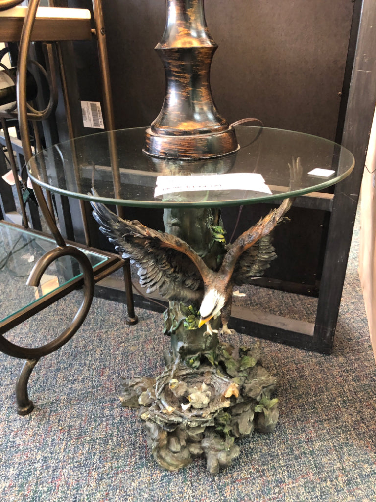Eagle Table with Round Glass Top