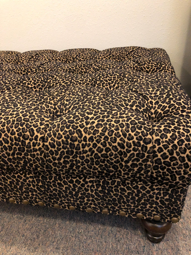 Cheetah Print Cloth Ottoman
