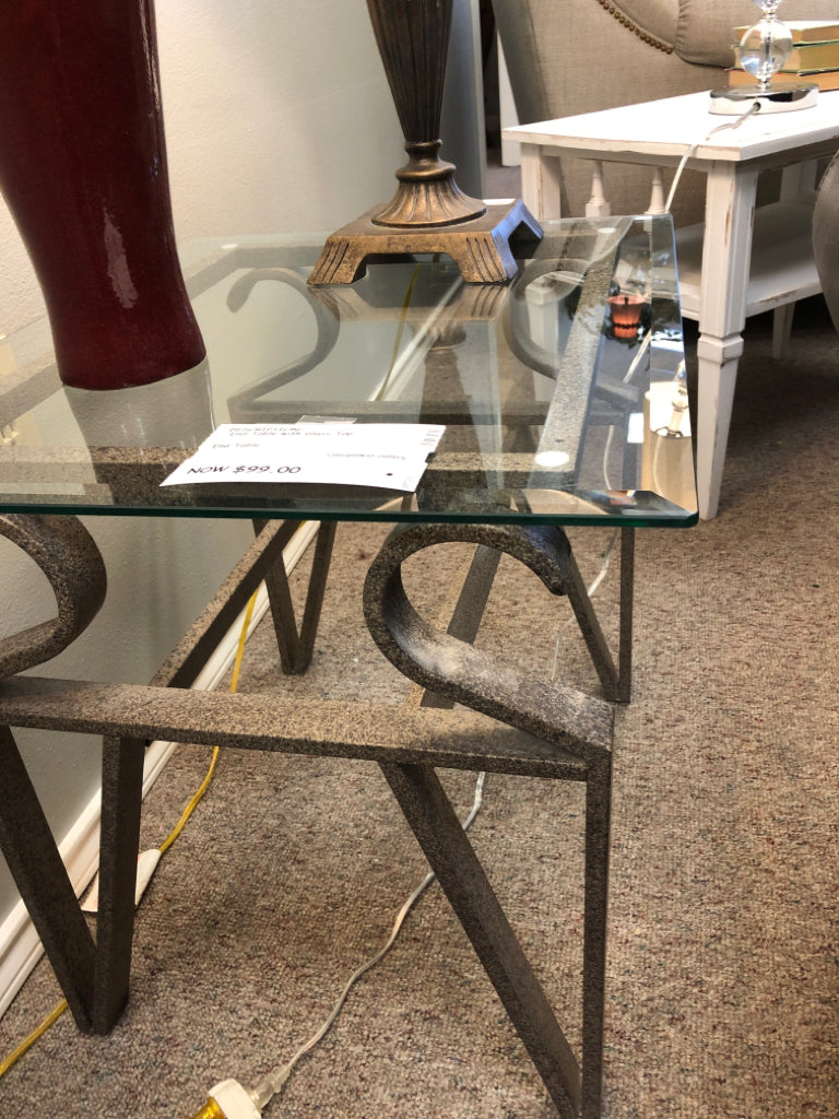End Table with Glass Top