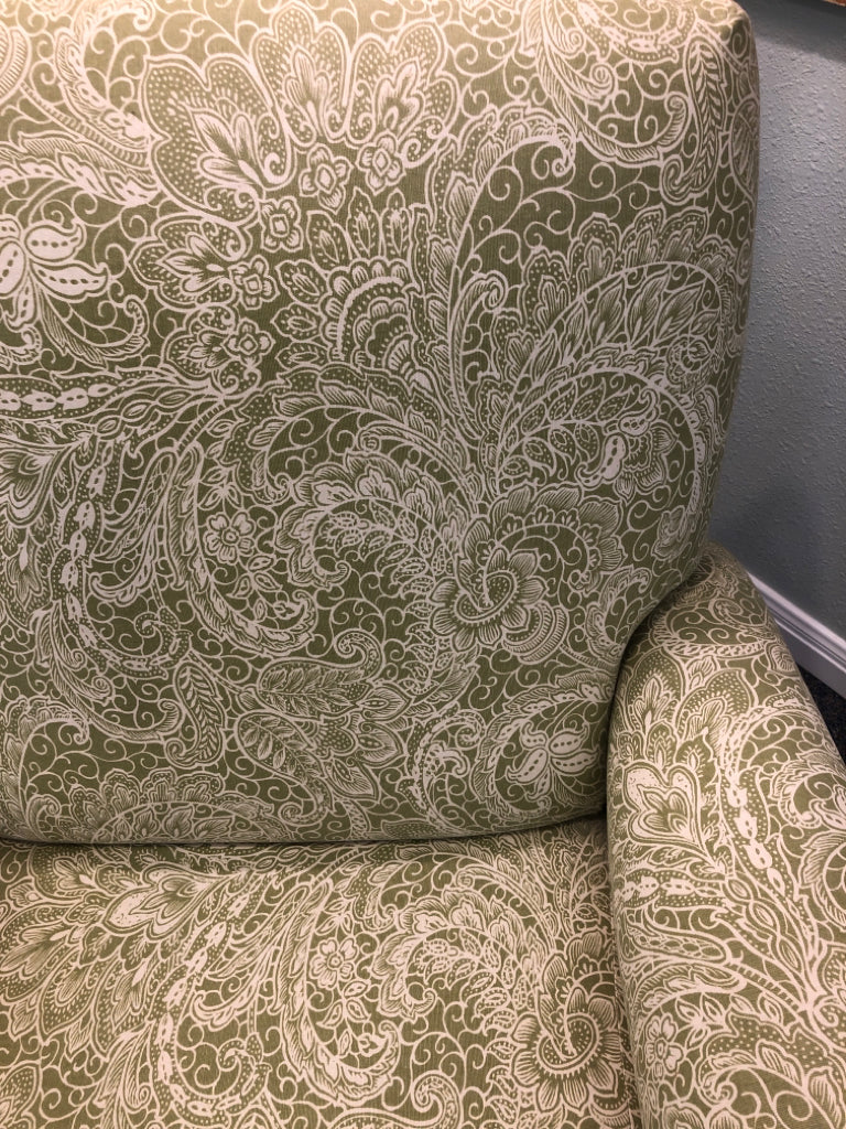 Light Green Paisley Recliner Ethan Allen