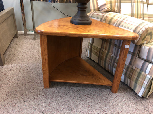 Light Wood Triangular Side Table
