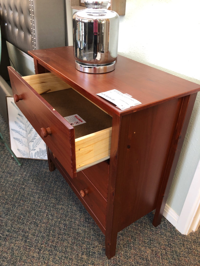 Redish Wood Chest with 3 Drawers