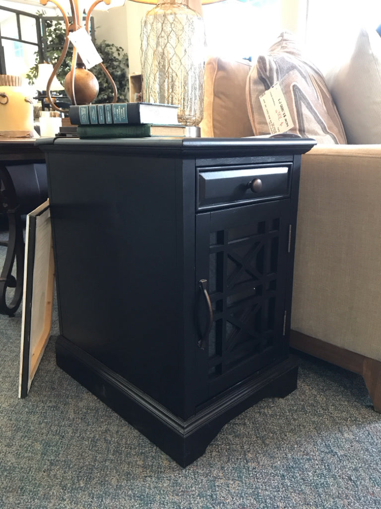 Black Night Stand w/ Electrical Plug