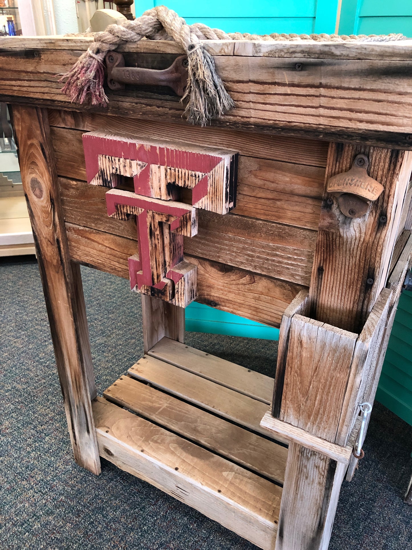 Rustic Drink Holder w/Texas Tech Logo