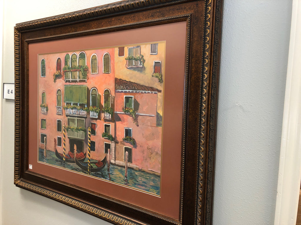 Colorful Scene of Homes and Gondolas by a Canal in Venice, Italy